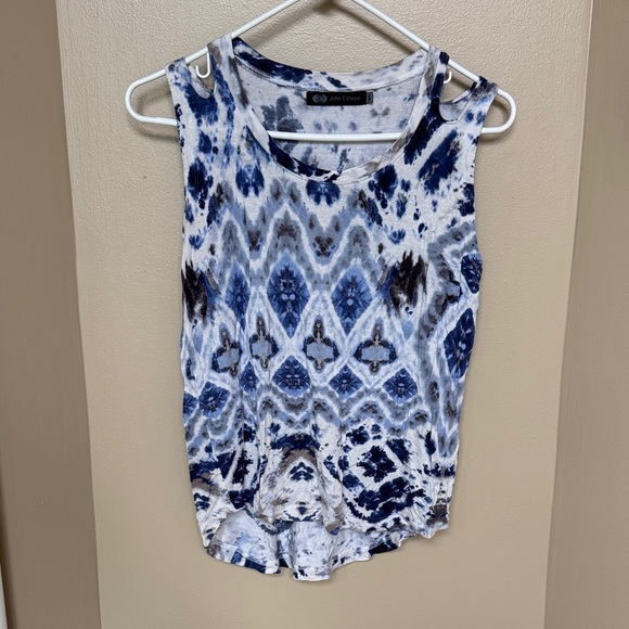 John Eshaya Tops - JET John Eshaya Blue Tie-Dye Pattern Sleeveless Tank Top size M/L good condition